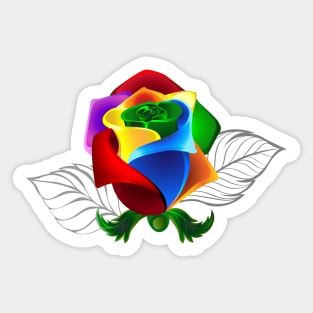 Rainbow rose bud ( Rainbow roses ) Sticker